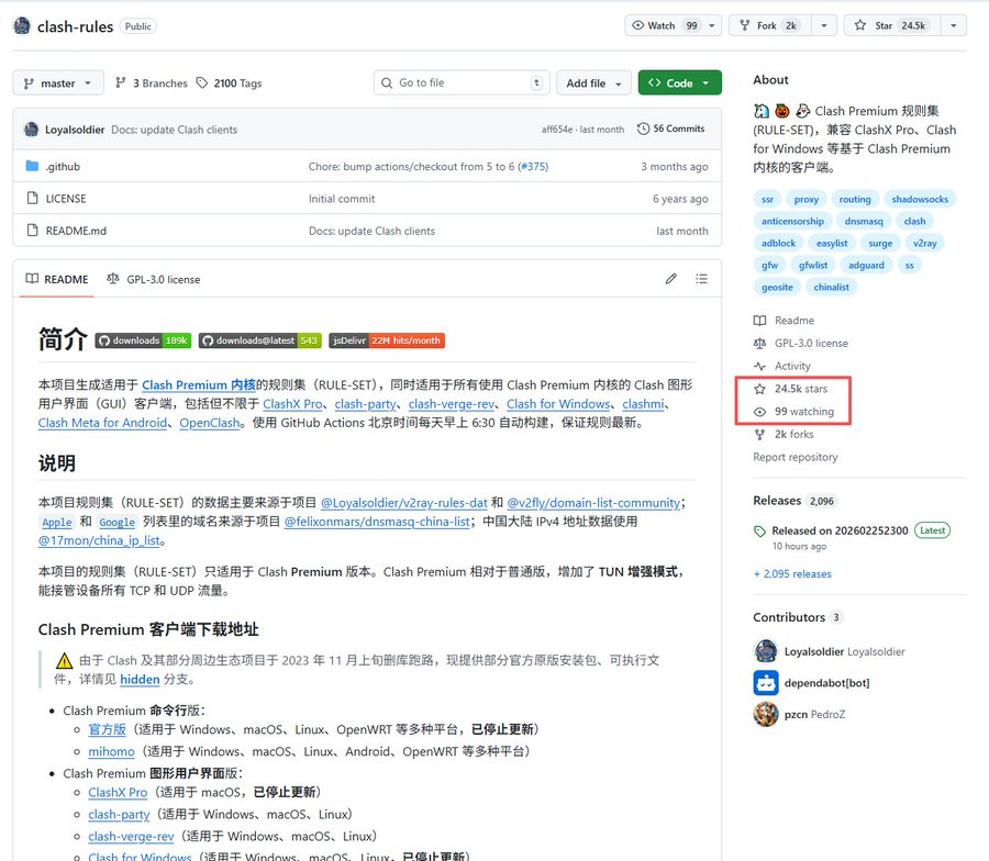 展示Clash规则配置界面的示例